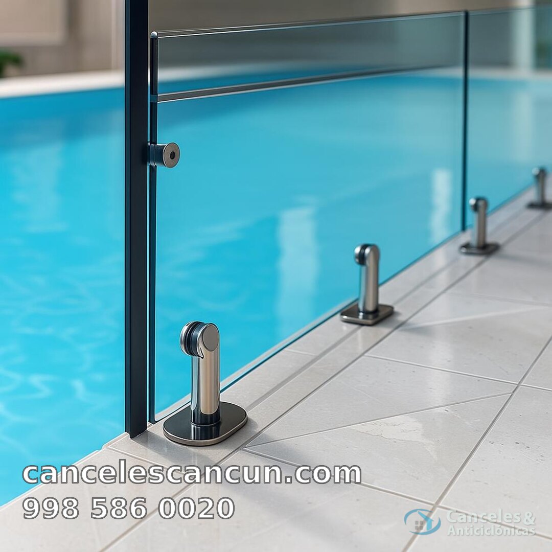 barandal de cristal para alberca en Cancún: barandal alberca