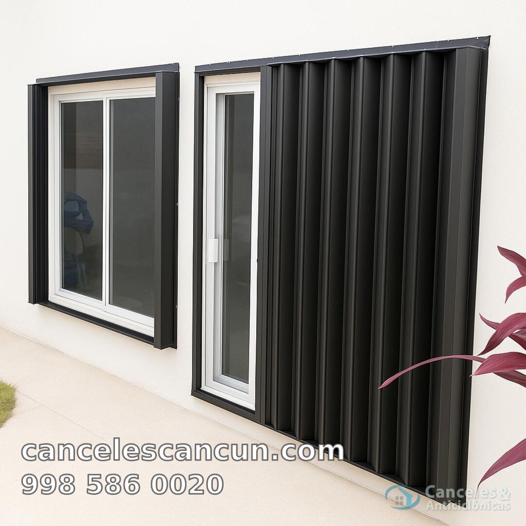 cortina antihuracán tipo acordeón en Cancún: cortina antihuracan acordeon